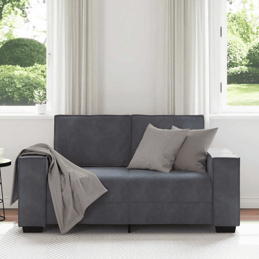 Sofá de 2 lugares - Sofá fixo 120 cm veludo cinza-escuro
