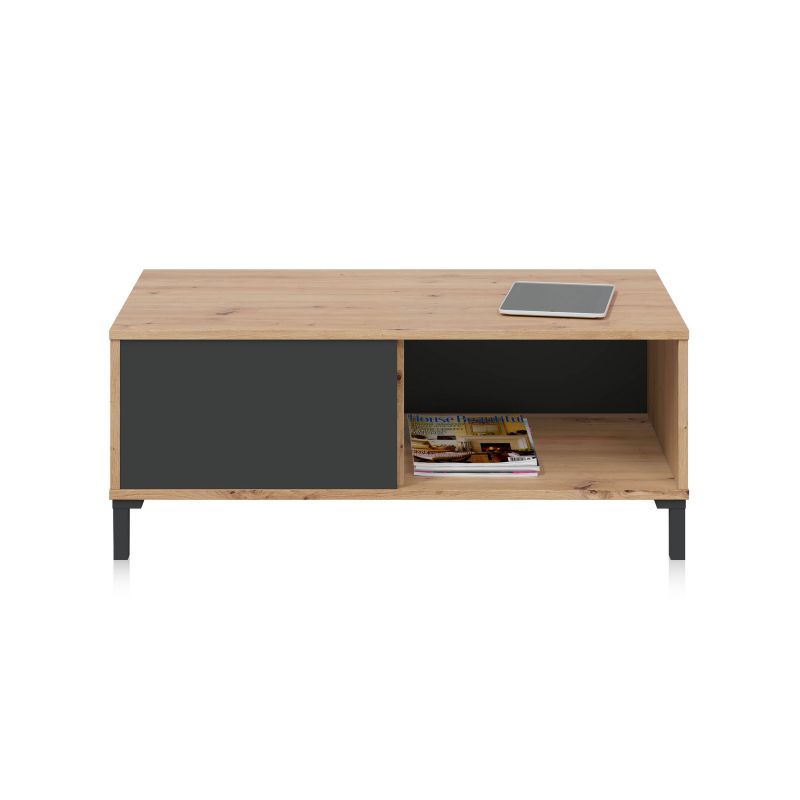 Mesa de centro lea gris antracita - roble nodi 100 x 40 x cm