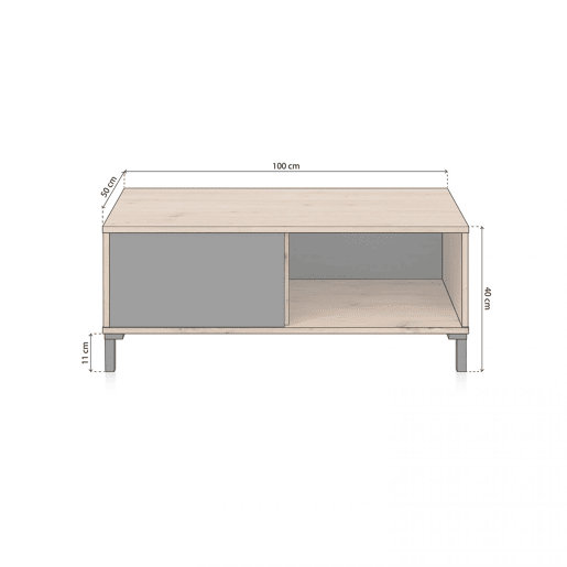 Mesa de centro Lea Cinzento antracite - Carvalho Nodi 100 x 40 x 50 cm