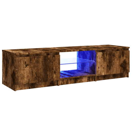 Móvel de TV - Modulo de TV - Armário de TV com luzes LED 140x40x35,5 cm carvalho fumado