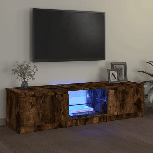 Móvel de TV - Modulo de TV - Armário de TV com luzes LED 140x40x35,5 cm carvalho fumado