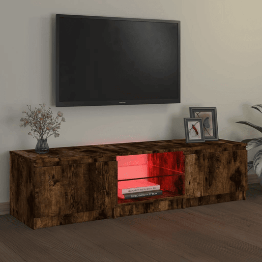 Móvel de TV - Modulo de TV - Armário de TV com luzes LED 140x40x35,5 cm carvalho fumado