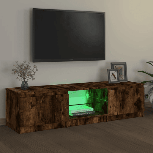 Móvel de TV - Modulo de TV - Armário de TV com luzes LED 140x40x35,5 cm carvalho fumado