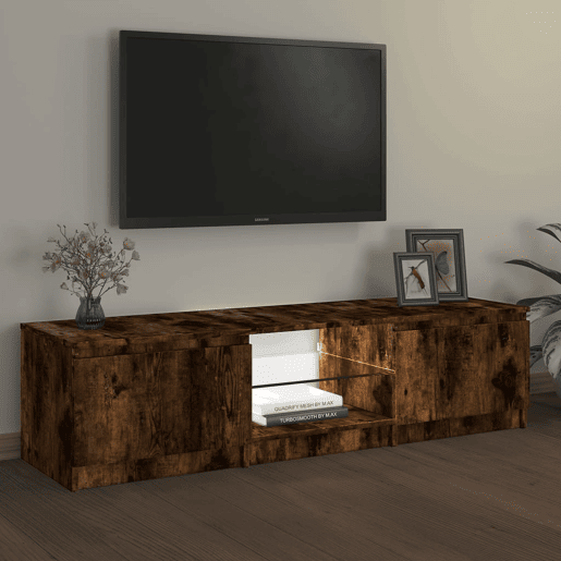 Móvel de TV - Modulo de TV - Armário de TV com luzes LED 140x40x35,5 cm carvalho fumado
