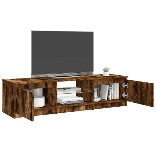 Móvel de TV - Modulo de TV - Armário de TV com luzes LED 140x40x35,5 cm carvalho fumado