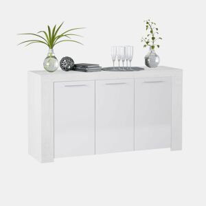 Aparador de 3 portas com grande capacidade de arrumação, 144 cm, Dara Artik White (Branco mate) 144 x 80 x 42 cm