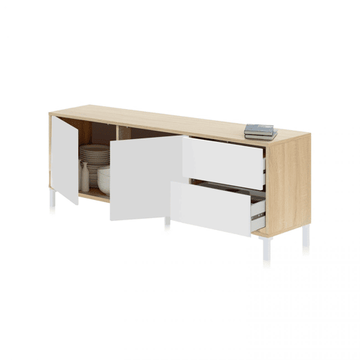 Armário TV Lea Artik White (Branco mate) - Carvalho canadiano 130 x 47 x 41 cm