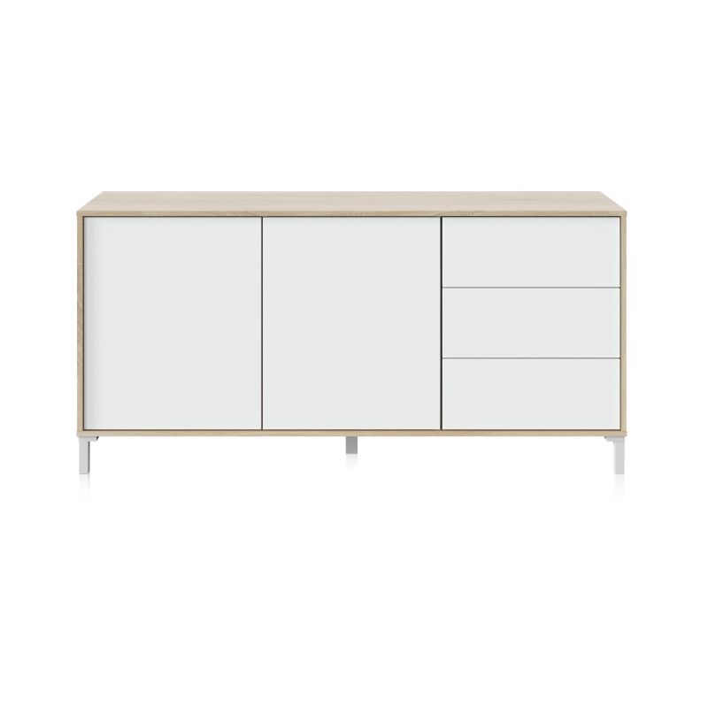 Aparador con gran espacio de almacenamiento en blanco mate y roble canadian 154 cm lea blanco artik (blanco mate) - roble canadian 154 x 74 x 41 cm