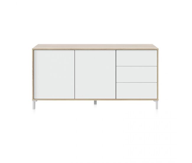 Aparador con gran espacio de almacenamiento en blanco mate y roble canadian 154 cm lea blanco artik (blanco mate) - roble canadian 154 x 74 x 41 cm