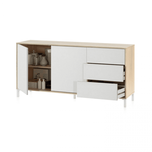 Aparador Lea Artik White (Branco mate) - Carvalho canadiano 154 x 74 x 41 cm