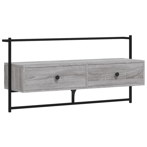 Móvel TV - Modulo de TV - Armário de TV de parede 100,5x30x51cm deriv. madeira cinzento sonoma