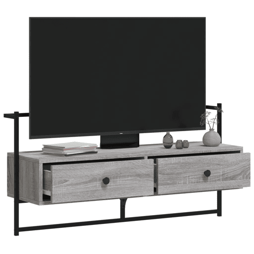 Móvel TV - Modulo de TV - Armário de TV de parede 100,5x30x51cm deriv. madeira cinzento sonoma
