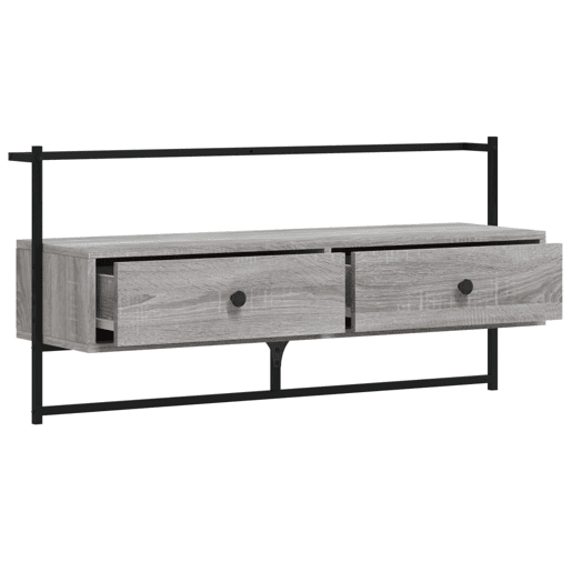 Móvel TV - Modulo de TV - Armário de TV de parede 100,5x30x51cm deriv. madeira cinzento sonoma