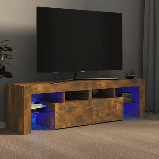 Móvel de TV - Modulo de TV - Armário de TV com luzes LED 140x36,5x40 cm carvalho fumado