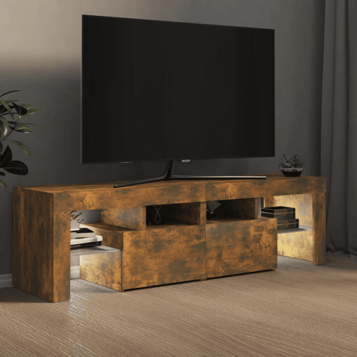 Móvel de TV - Modulo de TV - Armário de TV com luzes LED 140x36,5x40 cm carvalho fumado