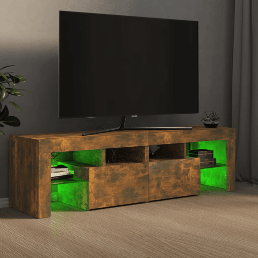 Móvel de TV - Modulo de TV - Armário de TV com luzes LED 140x36,5x40 cm carvalho fumado