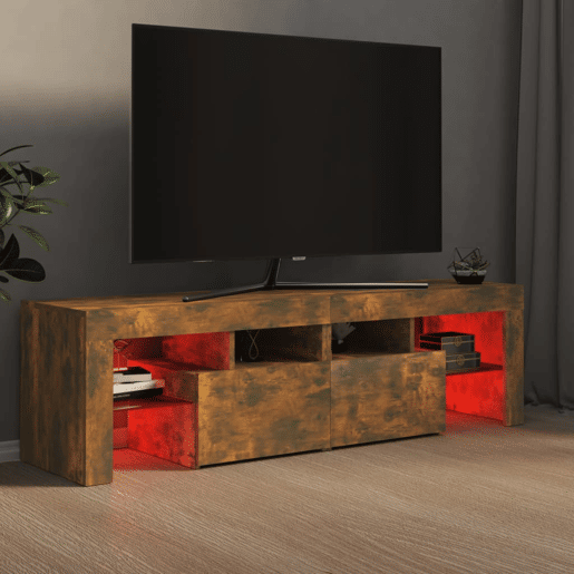 Móvel de TV - Modulo de TV - Armário de TV com luzes LED 140x36,5x40 cm carvalho fumado