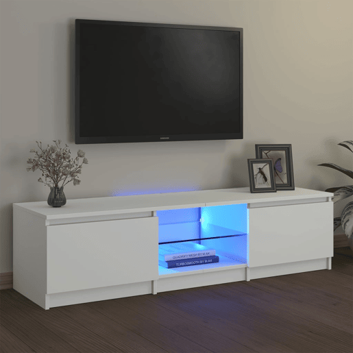 Móvel de TV - Modulo de TV - Armário de TV com luzes LED 140x40x35,5 cm branco