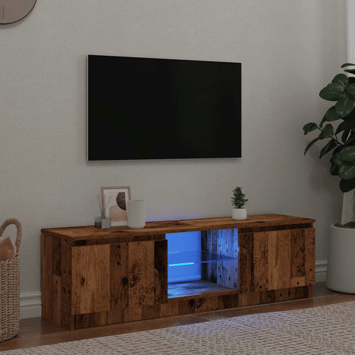 Móvel de TV - Modulo de TV - Armário de TV com luzes LED derivados de madeira madeira velha