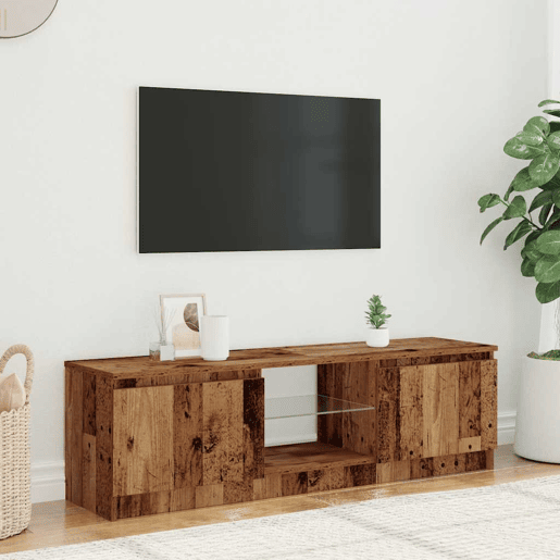 Móvel de TV - Modulo de TV - Armário de TV com luzes LED derivados de madeira madeira velha