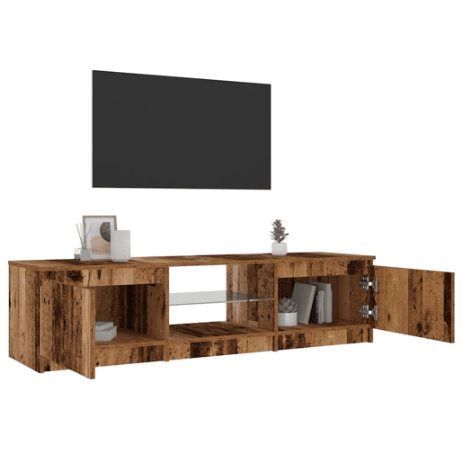Móvel de TV - Modulo de TV - Armário de TV com luzes LED derivados de madeira madeira velha