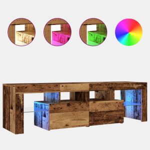 Móvel de TV - Modulo de TV - Armário de TV com luzes LED derivados de madeira madeira velha
