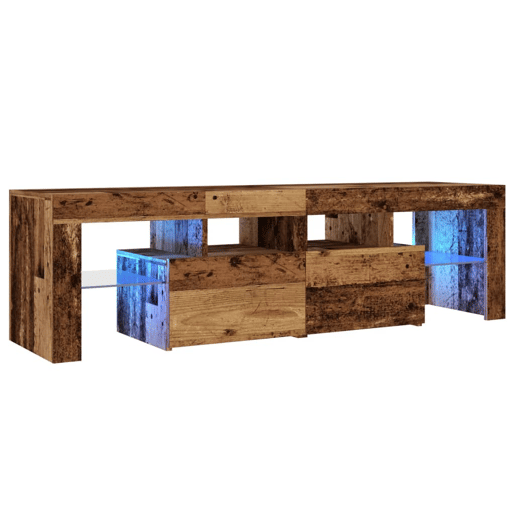 Móvel de TV - Modulo de TV - Armário de TV com luzes LED derivados de madeira madeira velha