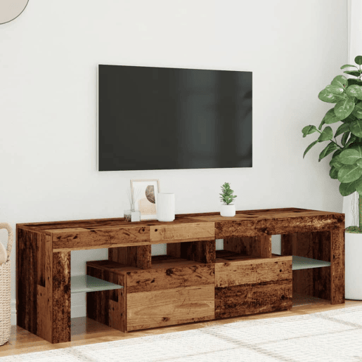 Móvel de TV - Modulo de TV - Armário de TV com luzes LED derivados de madeira madeira velha