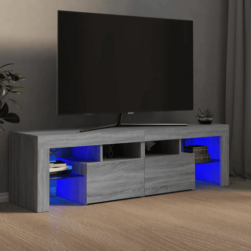 Móvel de TV - Modulo de TV - Armário de TV com luzes LED 140x36,5x40 cm cinzento sonoma