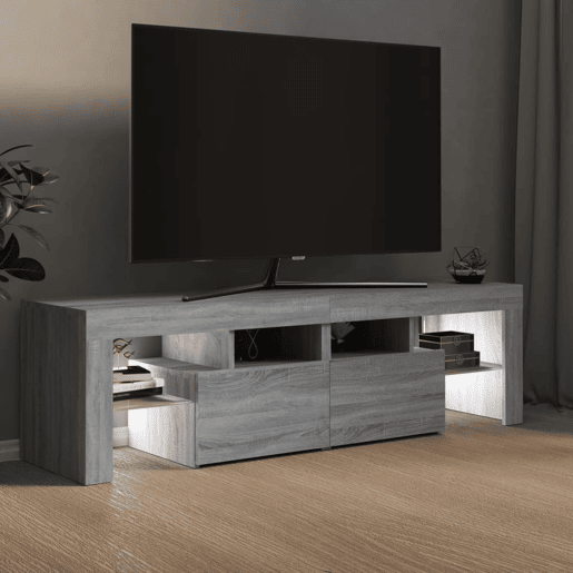 Móvel de TV - Modulo de TV - Armário de TV com luzes LED 140x36,5x40 cm cinzento sonoma