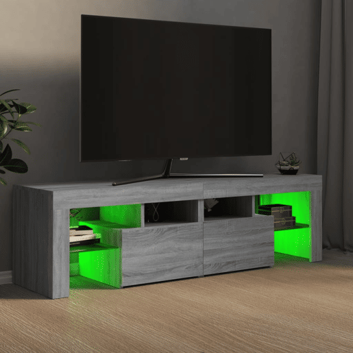 Móvel de TV - Modulo de TV - Armário de TV com luzes LED 140x36,5x40 cm cinzento sonoma