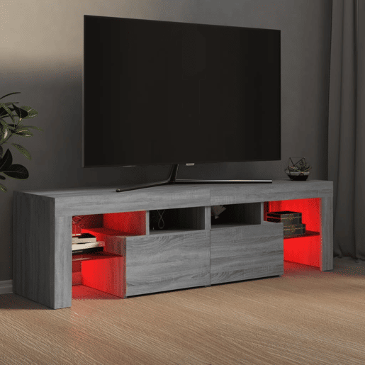 Móvel de TV - Modulo de TV - Armário de TV com luzes LED 140x36,5x40 cm cinzento sonoma