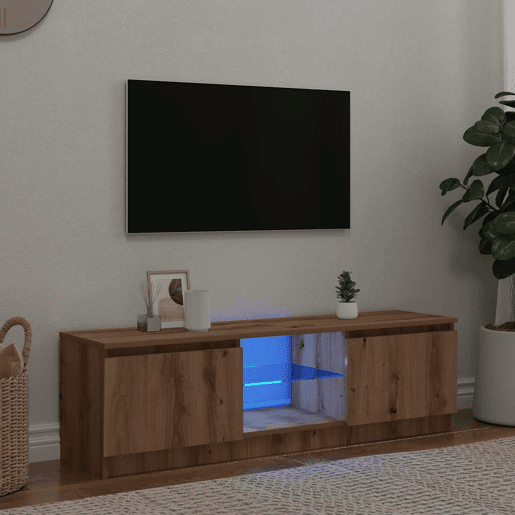 Móvel TV - Modulo de TV - Armário de TV c luzes LED derivados de madeira carvalho artisiano