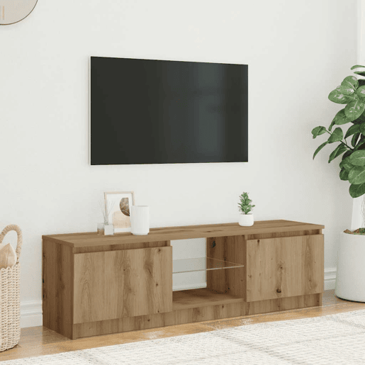Móvel TV - Modulo de TV - Armário de TV c luzes LED derivados de madeira carvalho artisiano