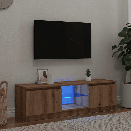Móvel TV - Modulo de TV - Armário de TV c luzes LED derivados de madeira carvalho artisiano