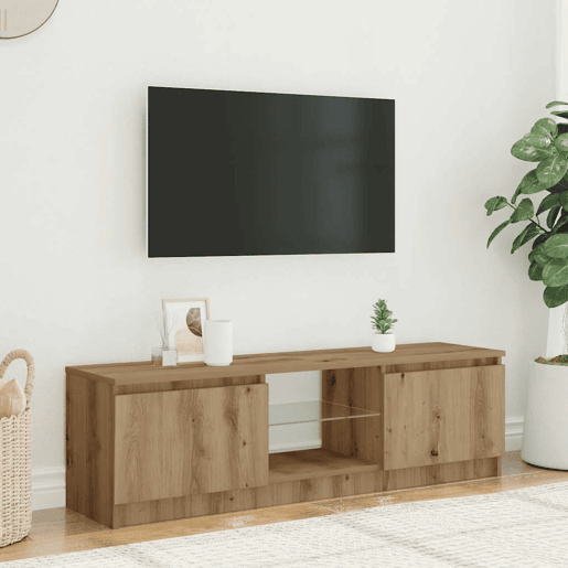 Móvel TV - Modulo de TV - Armário de TV c luzes LED derivados de madeira carvalho artisiano