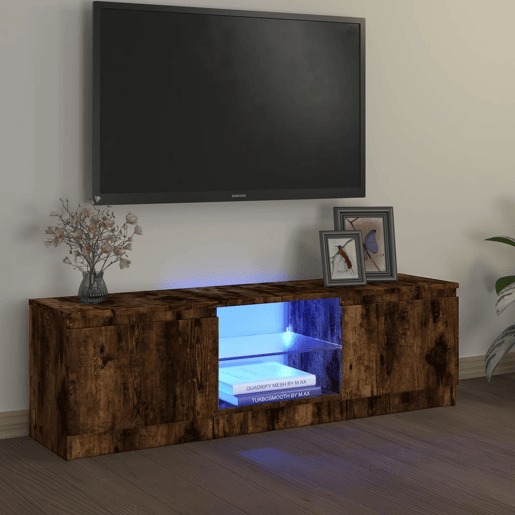 Móvel de TV - Modulo de TV - Armário de TV com luzes LED 120x30x35,5 cm carvalho fumado