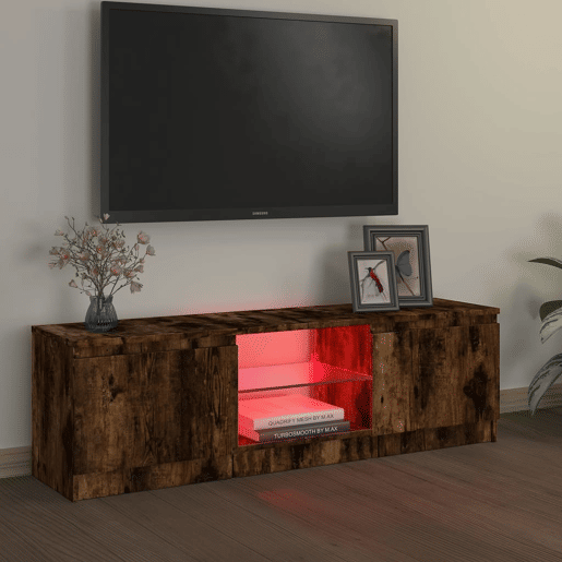 Móvel de TV - Modulo de TV - Armário de TV com luzes LED 120x30x35,5 cm carvalho fumado