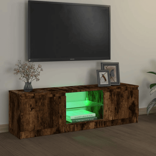 Móvel de TV - Modulo de TV - Armário de TV com luzes LED 120x30x35,5 cm carvalho fumado