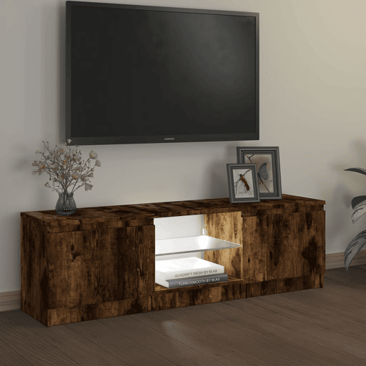 Móvel de TV - Modulo de TV - Armário de TV com luzes LED 120x30x35,5 cm carvalho fumado