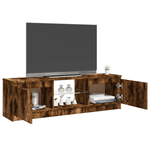 Móvel de TV - Modulo de TV - Armário de TV com luzes LED 120x30x35,5 cm carvalho fumado