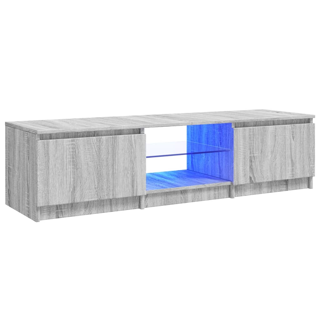 mueble para tv - mueble tv - mesa de tv con luces led gris sonoma 140x40x355 cm