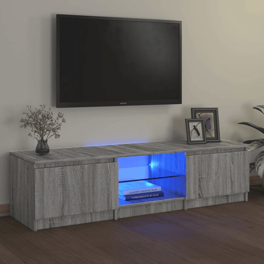 Móvel de TV - Modulo de TV - Armário de TV com luzes LED 140x40x35,5 cm cinzento sonoma