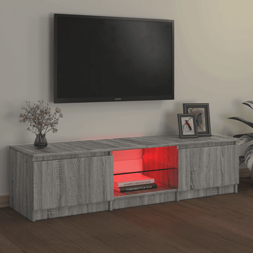 Móvel de TV - Modulo de TV - Armário de TV com luzes LED 140x40x35,5 cm cinzento sonoma