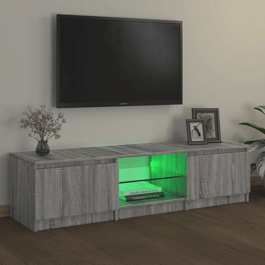 Móvel de TV - Modulo de TV - Armário de TV com luzes LED 140x40x35,5 cm cinzento sonoma