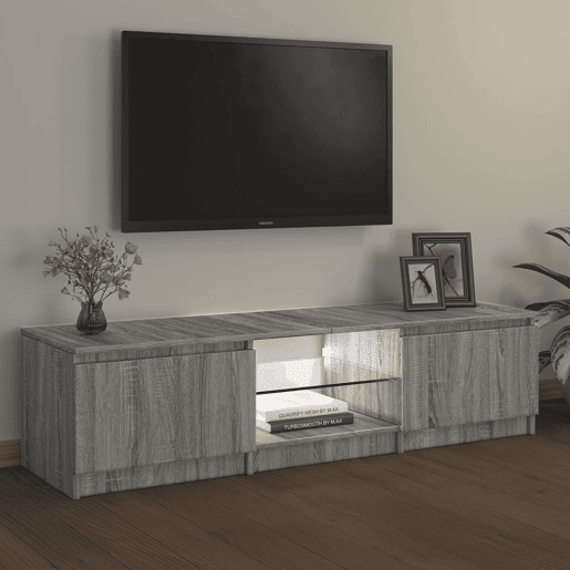Móvel de TV - Modulo de TV - Armário de TV com luzes LED 140x40x35,5 cm cinzento sonoma