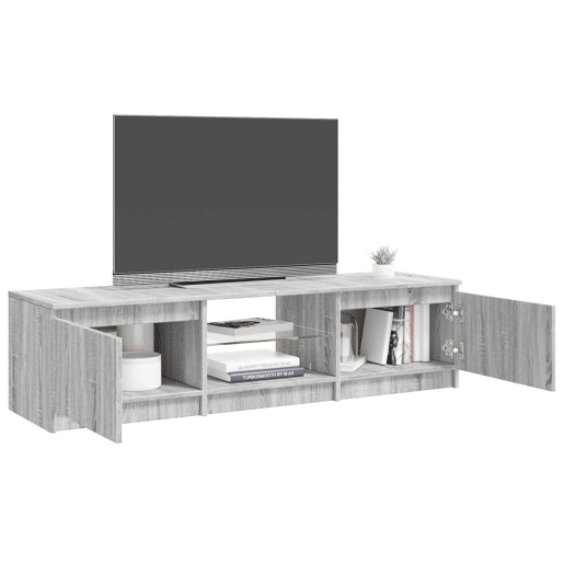 Móvel de TV - Modulo de TV - Armário de TV com luzes LED 140x40x35,5 cm cinzento sonoma