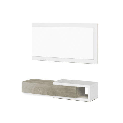 Armário de corredor Derek com espelho Artik Branco (Branco mate) - Carvalho Alasca 95 x 19 x 26 cm