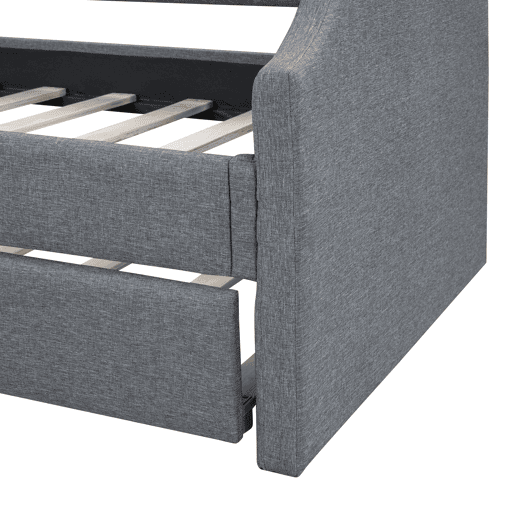 Cama de rodízio 90x190200cm em tecido de linho - com estrado de molas - Cinzento