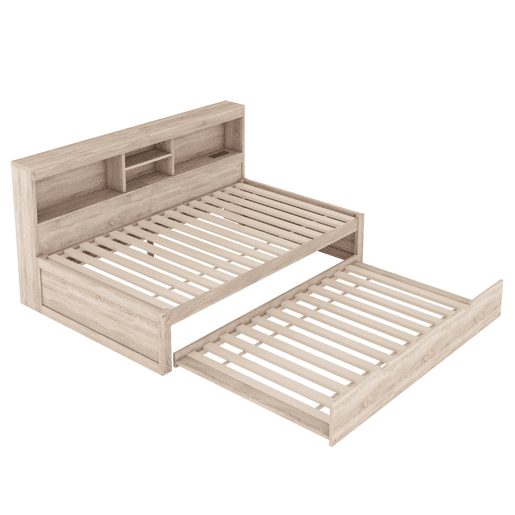 Divã 90x200cm com cama com gavetão 90x190cm - mesa de cabeceira com arrumação, LED e tomadas - Natruel Divã 90x200cm com cama com gavetão 90x190cm - mesa de cabeceira com arrumação, LED e tomadas - Natruel